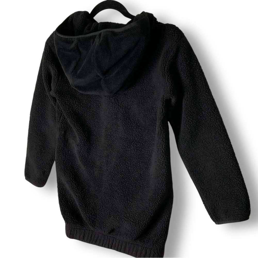 Athleta Girl Jacket Sz L So Toasty Tugga Long Sherpa Hooded Athletic Black - Picture 11 of 14